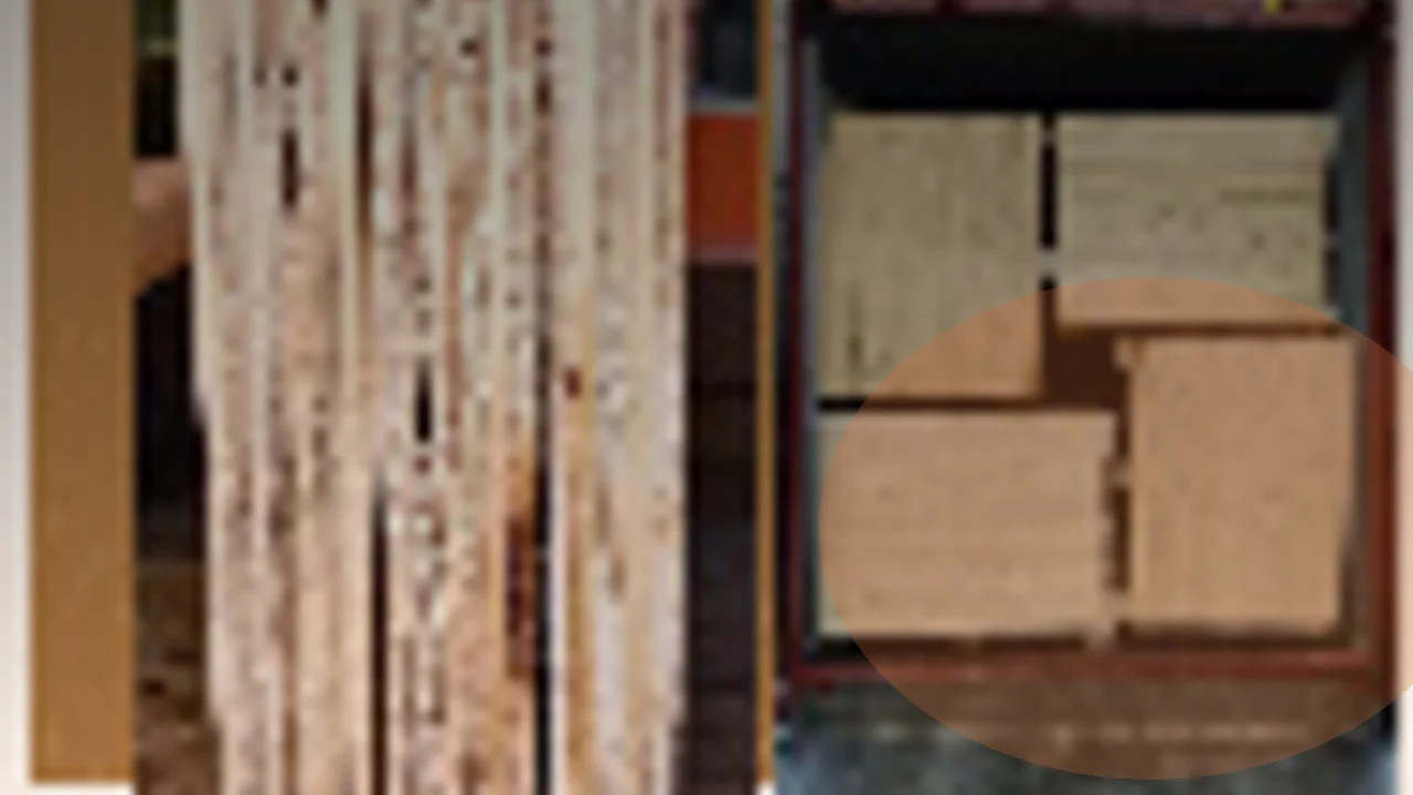 Close-up of plywood layers stacked neatly
